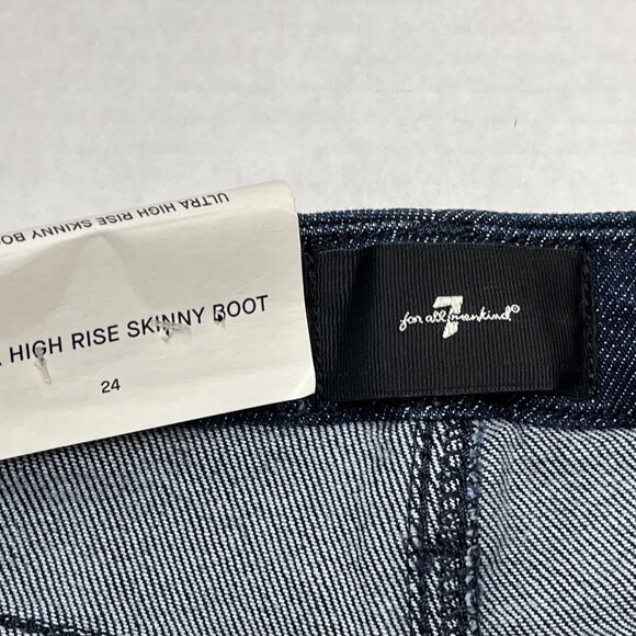 7 For All Mankind Jeans 24 Indigo Fairytale‎ Floral High Rise Skinny Bootcut - Picture 10 of 16